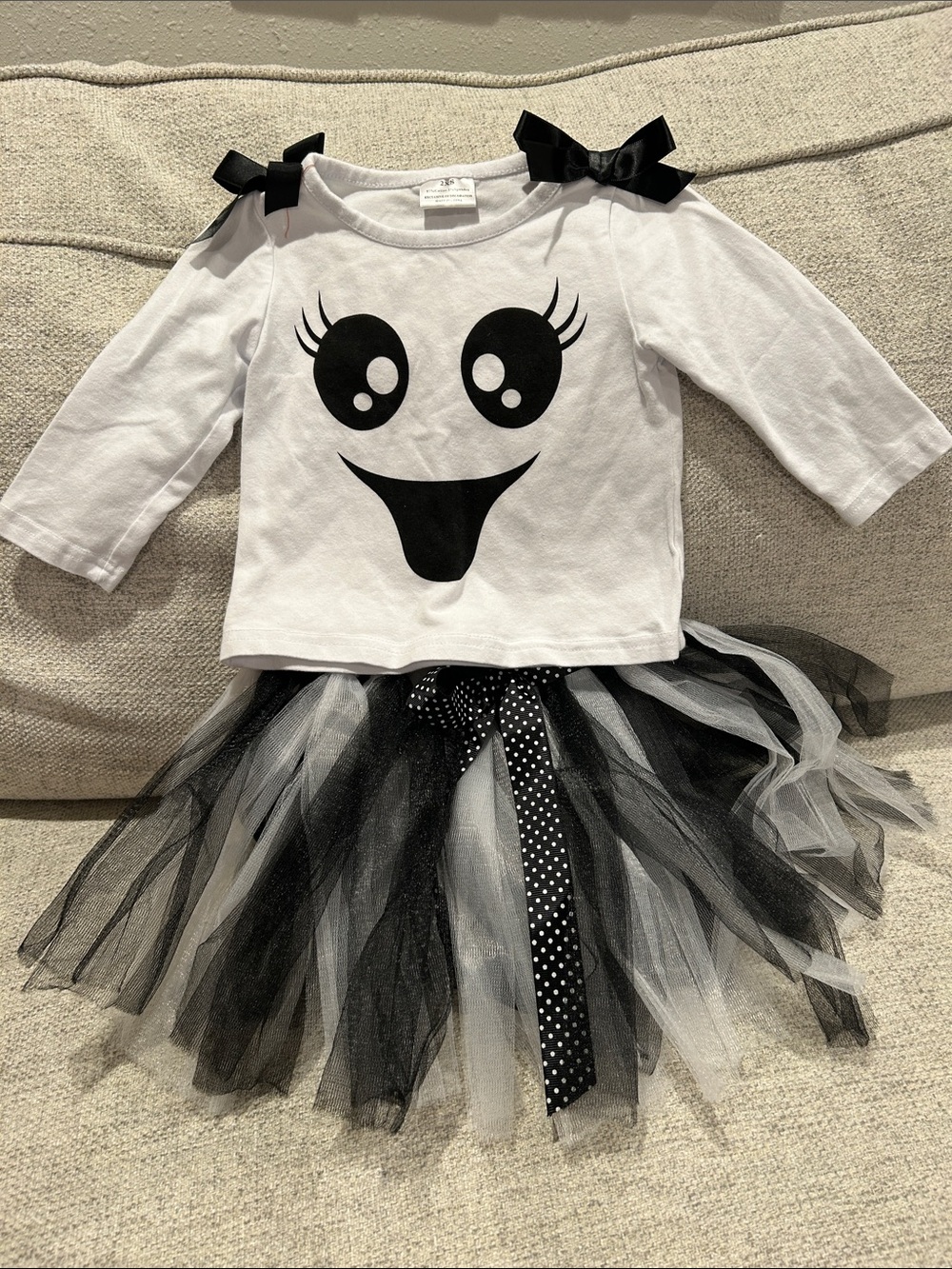 Cute Black & White Ghost Tutu Costume for Kids